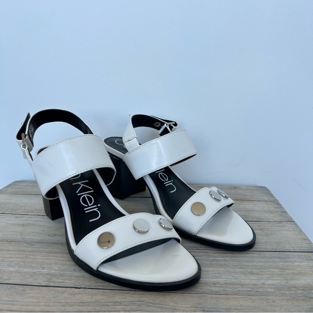 White Calvin Klein Block Heel Sandal Heels - Picture 8 of 10
